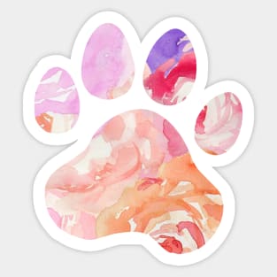 Watercolor Roses Paw Print Sticker